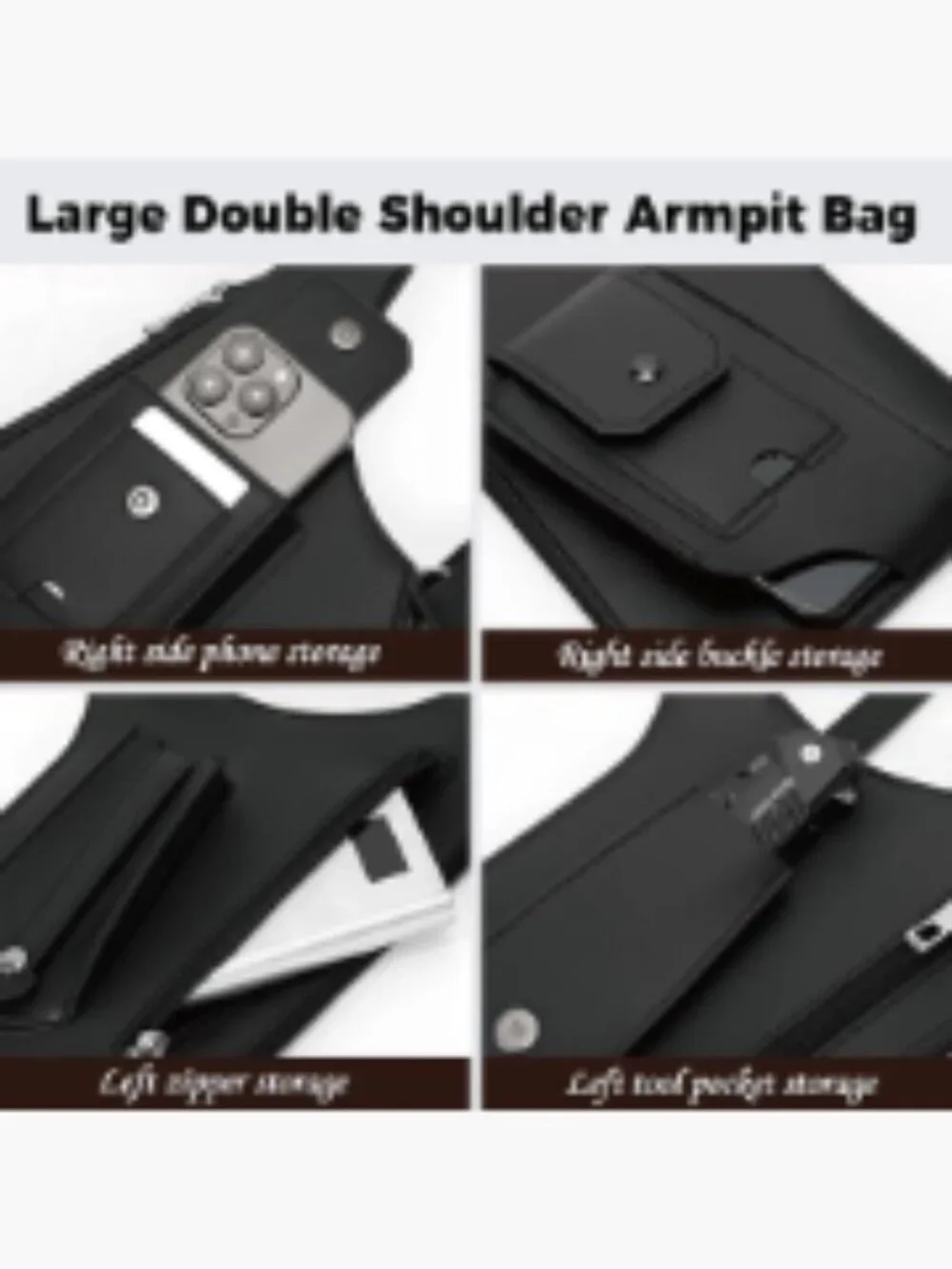 Large Double Shoulder Underarm Holster Bag -Anti-Theft Concealed Crossbody
